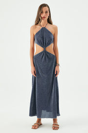 Aidan Knotted Maxi Dress Sea Sparkle - Sandshaped