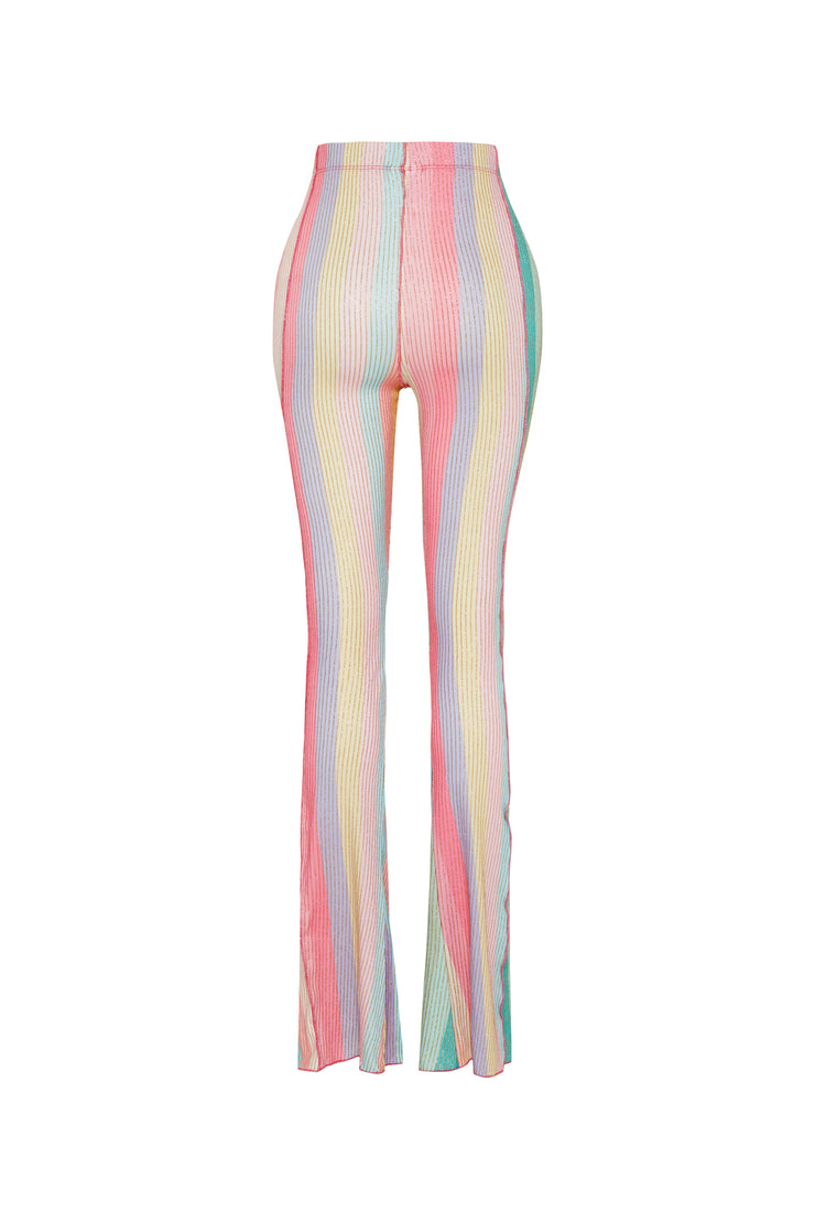 Swish Elastic Glitter Trousers With Rainbow Panels Multi