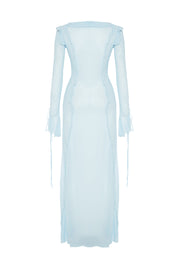 Andrina Sheer Long Sleeve Dress Blue
