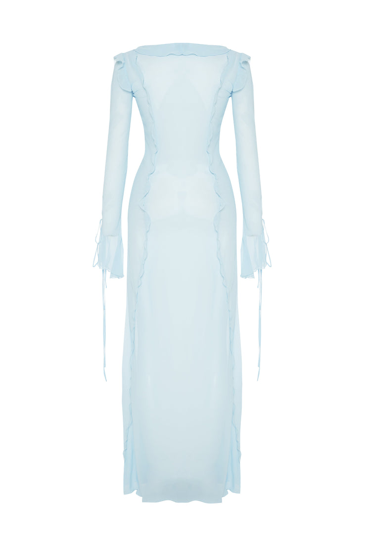 Andrina Sheer Long Sleeve Dress Blue | SANDSHAPED Sandshaped Andrina Sheer Long Sleeve Dress Blue | SANDSHAPED Sandshaped
