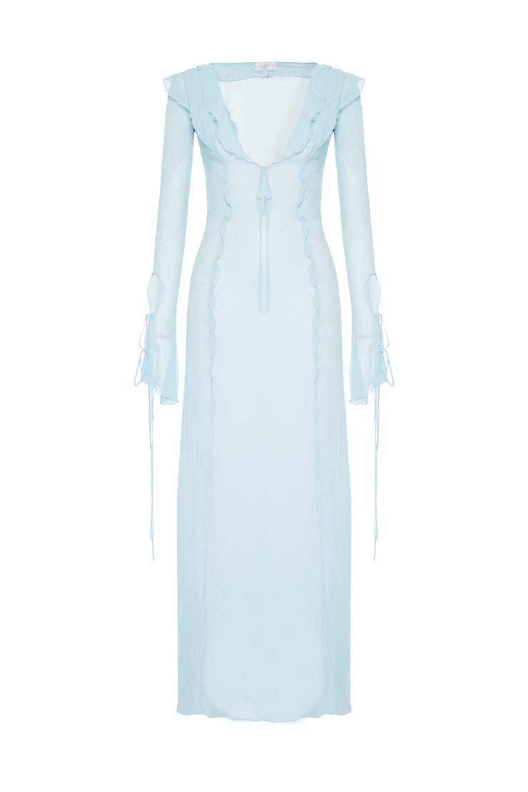 Andrina Sheer Long Sleeve Dress Blue | SANDSHAPED Sandshaped Andrina Sheer Long Sleeve Dress Blue | SANDSHAPED Sandshaped