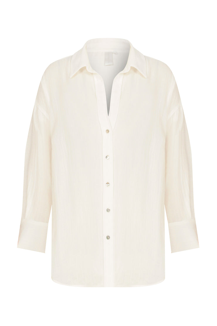 Prinkipo Cotton Gauze Shirt White - Sandshaped