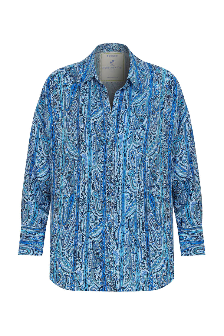 Prinkipo Vegan Silk Shirt Blue - Sandshaped